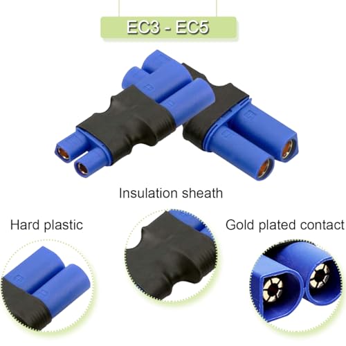 2 Pair EC3 naar EC5 Connector EC3 naar EC5 Man Vrouwelijke Connector Adapter zonder Draad RC LiPo Batterij Connector voor RC Lipo Batterij Connector Afstandsbediening vliegtuigen 4