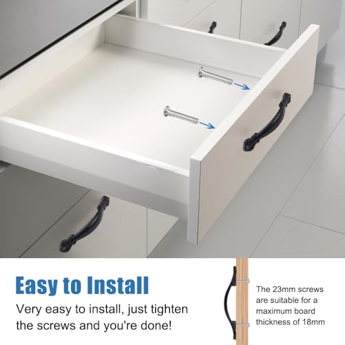 6 Stuks Lade Handgrepen Vintage Meubels Handgrepen Gat Spacing 64mm Retro Kabinet Handvat Zwart voor Tuindeur Keuken Kabinet Deuren Laden Handgrepen Zwart 5