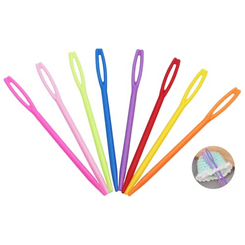 Stoppen naalden voor haken, Dujelixa Plastic Naainaalden, 9cm/3.54inch Kinderen Naainaald, Willekeurige Kleuren Mengen Sweater Naainaald, Ambacht Naalden 60 st, Handnaainaald, De Zelfklevende