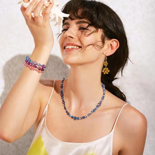 310 stuks bakverf, gefacetteerde glazen kralen, 4 maten, transparante glazen kralen, ronde lose spacer kralen voor sieraden maken armbanden, ketting, paars 3