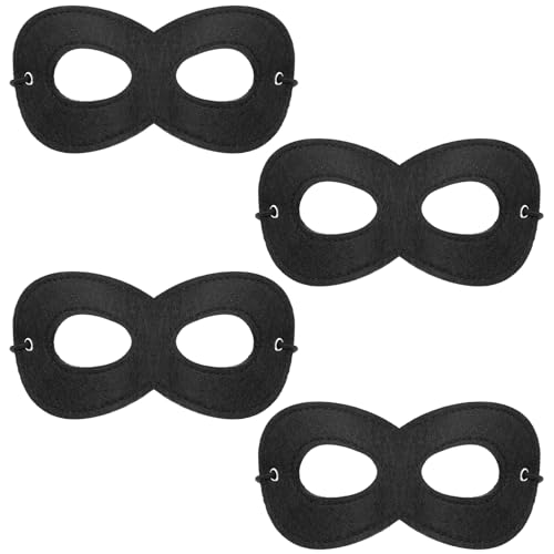 4PCS Black Eye Mask Kostuum Halloween Superheld Masquerade Half gezicht maskers, lederen held masker accessoires voor Halloween Party Cosplay Dress Up