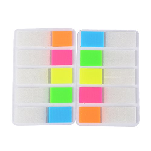 1600 stuks Set van 16 zelfklevende notities Film Zelfklevende Strips Page Marker Tabs Index Sticky Notes Schrijfbare kleurrijk voor paginamarkering 44 x 12 mm 5 kleuren