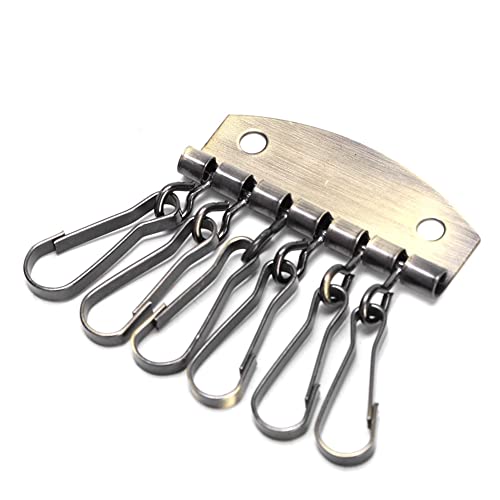 Legering Key Row Wallet Hardware, lederen gereedschap Keychain, lederen Key Case Organisator met 6 haken Buckle Clip - Brons (Old Sweep Key Row) 5