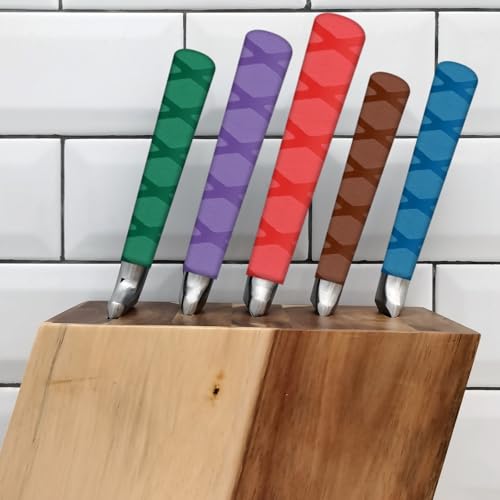 Snijmes Handvat Krimpkous 5,6 cm x 12,4 cm, 4 Pack Chef Cutter Antislip Wrap voor Keukenmes Management, Paars Ovaal Patroon 5