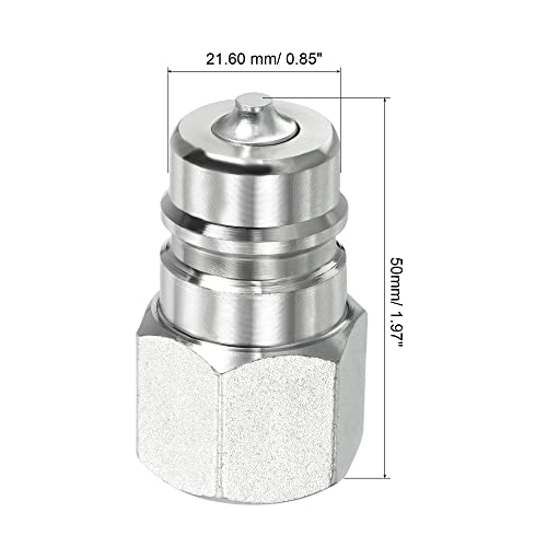 Hydraulische Quick Connect Coupler, 1 Pack Carbon Steel G1/2 Female 0.8" OD Pipe Fitting Plug Adapter voor Bouw Landbouw, Zilver