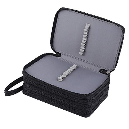 Potloden geval Multilayer 72, Office Supplies Slots PU lederen potloden zak grote capaciteit gekleurde school potlood Organisator (zwart) 3