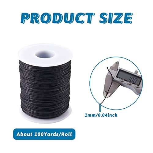 100 jaar 1mm Waxed Cotton Cord draad kralen String Black Macrame Artisan String met Spool voor armband, Enkelband, Kralen, Ketting sieraden maken naaiwerk 3