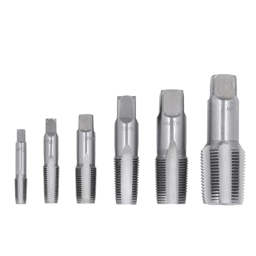 6 stuks NPT Pijpdrill bit set, NPT Tube Thread Brill Bit Set Inclusief maten 1 inch, 3/4 inch, 1/2 inch, 3/8 inch, 1/4 inch en 1/8 inch, Carbon Steel