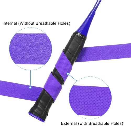 Tennis Badminton Racket Overgrip, 8 Pack Non-Slip Racket Griptape Absorbs Sweat Drum Stick Tape Wrap voor Drumstick Baseball Pickleball Paddle, Paars 3