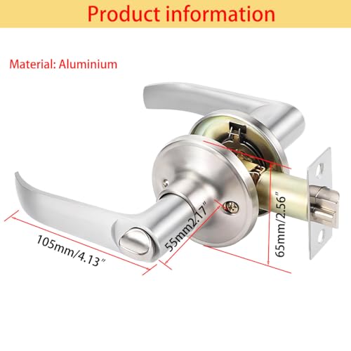 Deurgreep slot met sleutels, Deursloten voor interieur, Privacyknop, Vergrendeling, Ingangshandgreep voor de voordeur, Beveiligingsdeursloten voor in- en uitgangstoegang - Vergrendeling Maat 60/70 5