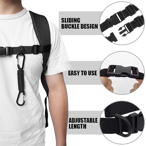 2 Paren Rugzak Borstband, Rugzak Buckle Clips Quick Release Rugzak Borstband Verstelbare Rugzak Borstband Nylon Rugzak Borstband voor Jogging, Fietsen, Buitenwandelen, Zwart 4