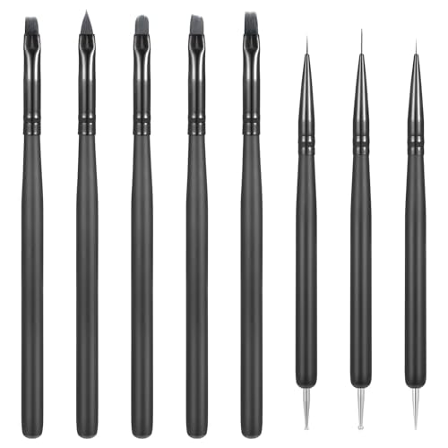 Verpakking van 8 Gel Penselen voor Nagels, Gel Nail Design, Accessoires, Nail Art Penselen, Line Pen voor Nail Polish, Dots, Schilderen, Gel, Nail Art Brush, Schilderen Brush voor meisjes en