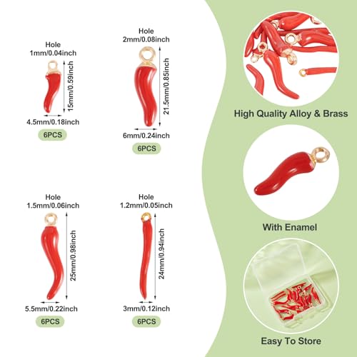 24st Enamel Chili Hangers 4 Styles Red Pepper Charms Italiaanse Hoorn Cornicello Hoorn van Good Luck Talisman voor DIY Ketting oorbellen sieraden maken, Emaill, Emaill 3