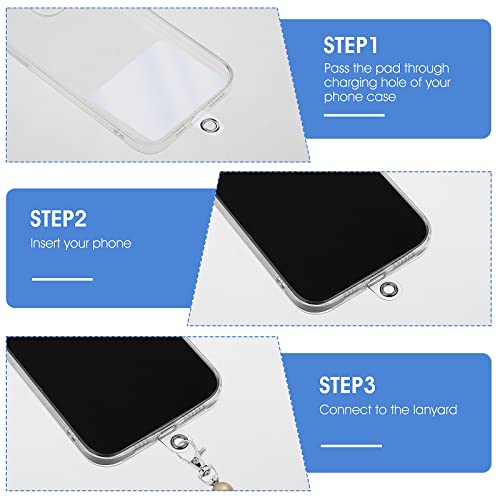 Verpakking van 10 mobiel Telefoon Lanyard Padden Mobiele telefoon Cord Patch Universal Transparant voor de meeste smartphones Lanyard Adapter Wit metaal, metaal 5