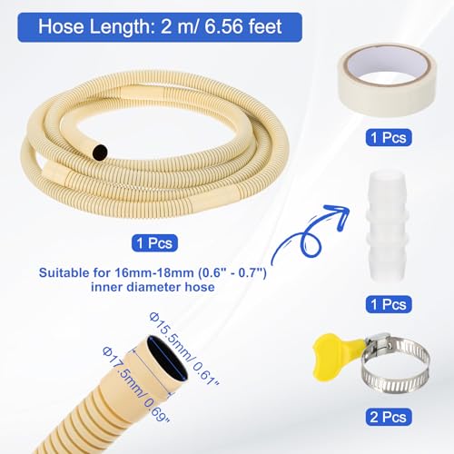 6.5Ft Air Conditioner Drain slang Kit Universele AC Drainage slang met rechte connector voor Drain slang uitbreiding Mini Split AC Ductless Heat Pumps AC Drainage HVAC Extender, Geel