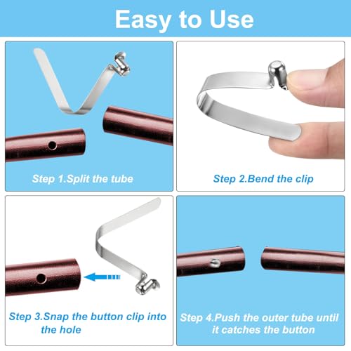 10 x 8 mm kanopeddelclip, 6 stuks verenclips voor V-vormige stalen tentstokken met enkele drukknop voor het sluiten van buizen en tentstokken voor kamperen 4