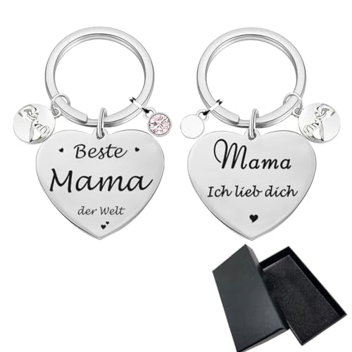 Mama Gift Best Mama der Welt Keychain, Mama Ich Liebe Dich, Moederdag Gift, Verjaardag Gift, van Dochter aan Moeder, Zilver, M, zilver 3