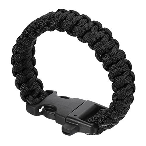 Survival Paracord Armbanden, Gevlochten Parachute Armband met Plastic Buckle Party Favors Camping Cadeaus Outdoor Wraps voor Mannen, Zwart