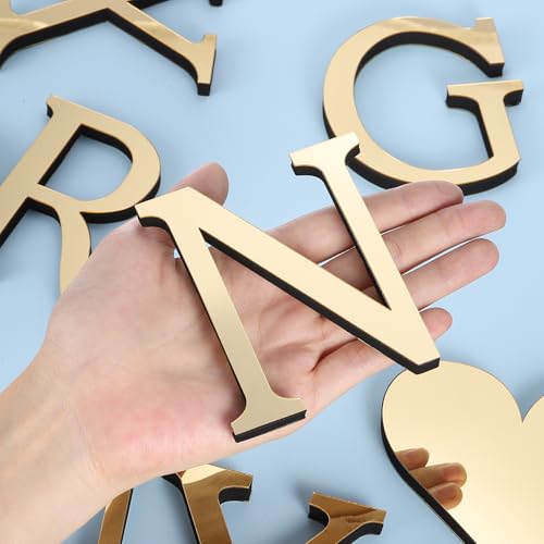 3D Acryl Alfabet Spiegel Muur Stickers Letter N Zelfklevende Home Decor Letter Sign Art Sticker Decal voor DIY Home Decoratie Lichtgoud 3