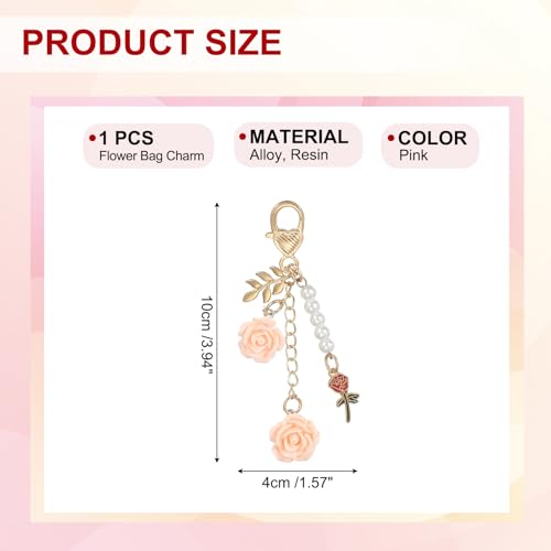 roos sleutelhanger hanger, roos bloem portemonnee charme voor handtassen bloemen sleutelhanger met ketting kwastje voor vrouwen meisjes tote zakken