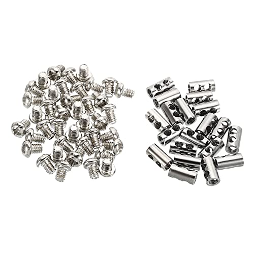 5.3x10mm Draad Touw Clips, 20Stuks Staalkabel Clamps 3mm Dubbele Gaten Draad Lock Touw Fittings Clip met M4*0.7 Schroeven voor Kabel 4