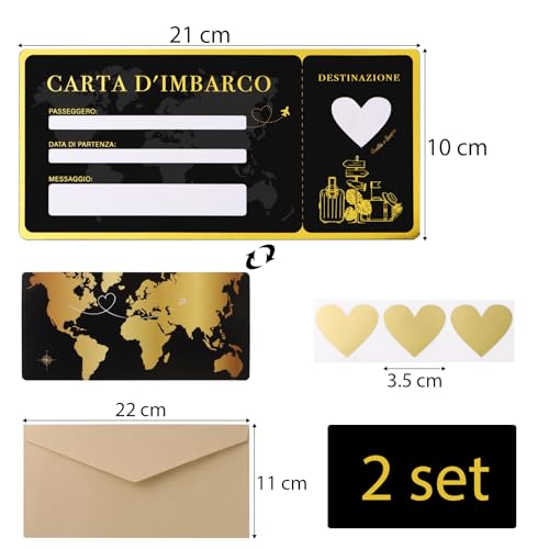 Set van 2 instappassen, Aanpasbaar in het Italiaans, met Envelop