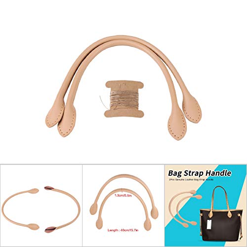 Lederen handgrepen, lederen tasbanden voor DIY accessoires met draad Zwartbruin optioneel(Cream color) 4