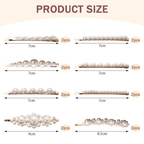 16 Stukjes Pearl Hair Clips Leuke Vintage Hair Clips Mode Decoratieve Accessoires Elegante Pearl Hair Clips en glijbanen Non-Slip Side Clips voor vrouwen meisjes kappers make-up