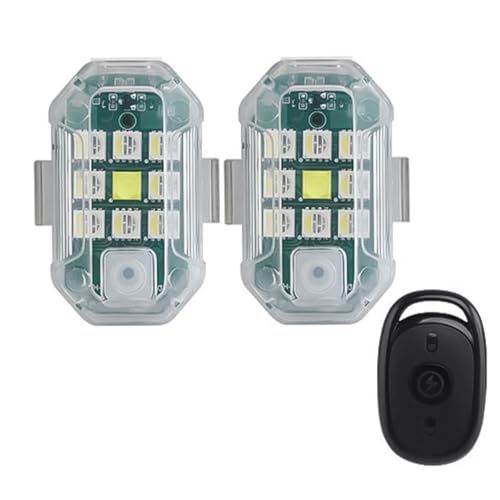 Zee Remote Flash Light voor auto Draadloze High Bright 7 kleur LED vliegtuig Flash Light met USB-opladen anti-collision verlichting voor drone (2 Pack)