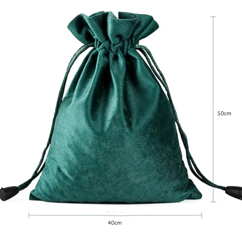 1 stuks fluwelen sieradenzakje met trekkoord, 40 x 50 cm, stoffen zakje om te vullen, fluwelen cadeauzakjes, opbergzak, stoffen tas, multifunctionele tas, groen