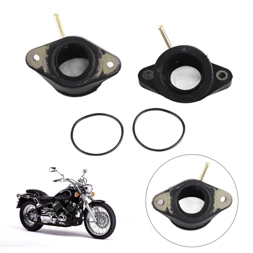 2 st Carburator Interface Adapter, Rubber Motor Carburator Intake Manifold Start met Matching O Seals voor XV400 XV500 XV535 3