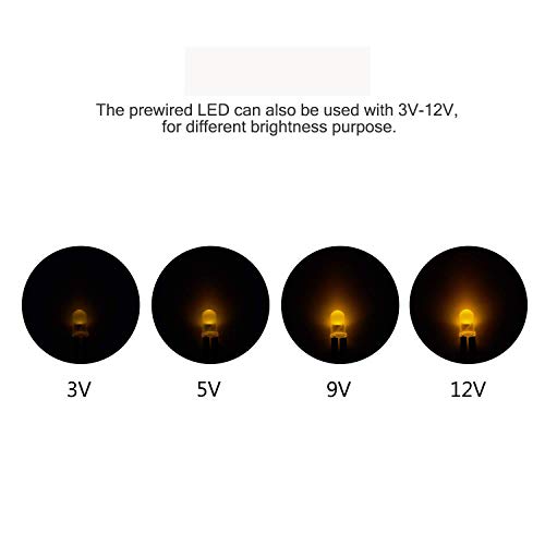 65 stuks geel DC 12V Voorbedraad licht, 3mm LEDs met 20cm kabel, Voorbedraad LED diodes Light, LED Model Construction+65Pcs 3mm Plastic LED Montagering 5
