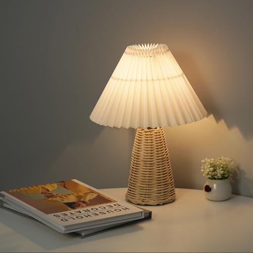 Dpofirs Leuke kleine tafellamp, Rattan Bedside Table, Moderne Bedside Lamp voor Slaapkamer Home Office Decor Bedside Bedside Mini Lamp