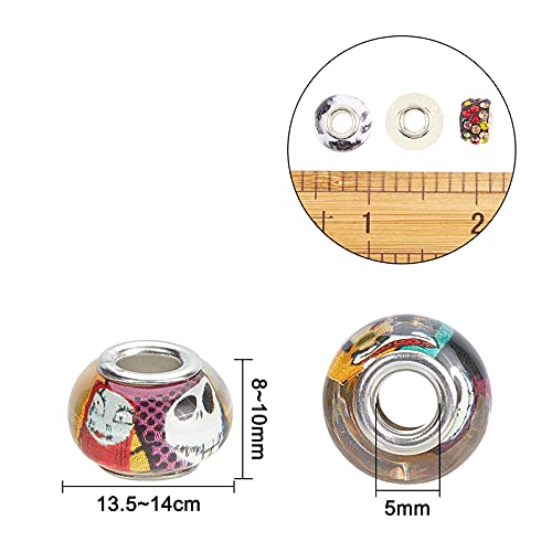 54 Stuks Gemengde Style en Kleuren Europese kralen, Grote Hole Acryl Rhinestone kralen voor sieraden maken ketting, armbanden, ambachten 5