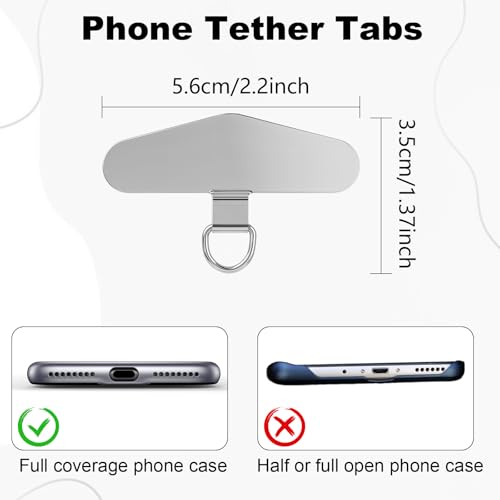 4PCS Metalen telefoon Tether Tabs, Telefoon Lanyard Vervanging Deel Universeel Mobiele telefoon Lanyard Patch Pad zonder lijm 5
