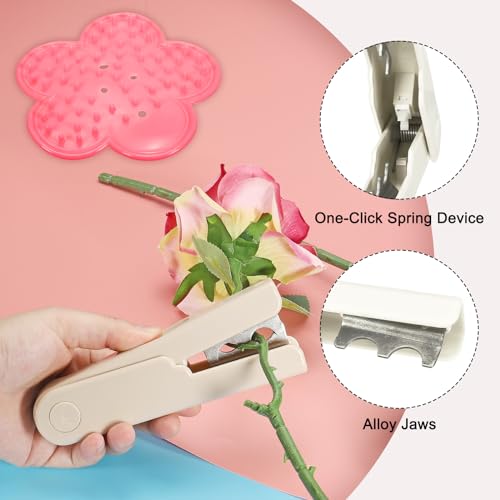 Rose Stam Leaf Thorn Stripper, 2Pcs/1Set Rose Thorn Stripper Verwijderaar Tool Leaf Stripping Tool voor het tuinieren van bloemen Snoeien, Wit, Roze 3