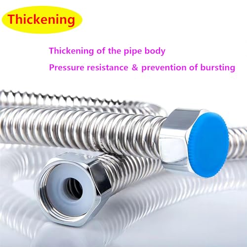 2 stuks G1/2" x G1/2" Roestvrij staal golfbuizen, 10cm Keuken Basin Faucet Connector Pipes, Buigbare en Behoud Zijn Vorm, Anti-burst Water Pijp voor Keuken Badkamer 5