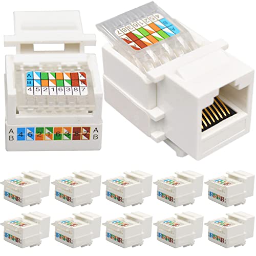 RJ45 Cat6 Keystone Jack, 10PCS Ethernet Wall Jack Inline Coupler Cat6 Network Coupling Cat5/5e/6 Compatibel - Cat6 Network Coupling