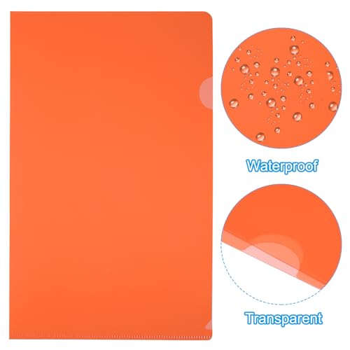 L Type Mappen 10 Pack A4 Plastic File Project Tassen Duidelijk papier Document Jacket Mouwen voor Office, Oranje 3