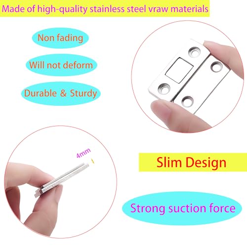 4 stuks Magnetische Deur Vangst, Kabinet Magnetische Deur Vangt Zelf-Adhesive, Ultra Dunne Magnetische Strips, Magnetische Sluiting Sluiter 4