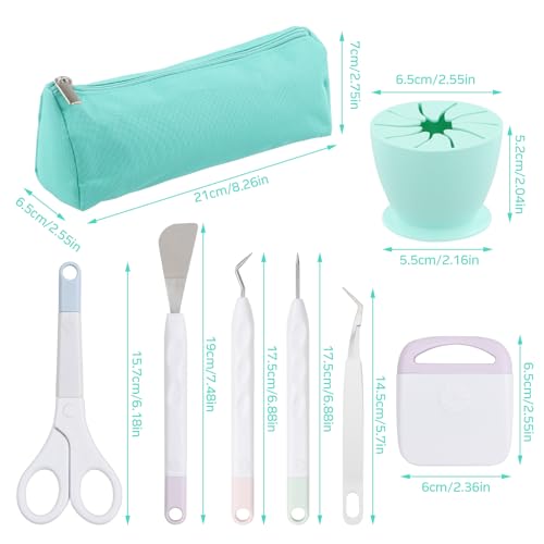 8 stuks Vinyl Plotter Accessoires, DIY Craft Tool Set met opslagzak, schaar, scrap verzamelaar, Unraster Hook, Tweezers, Spatula, onkruid, Flaring Tools, Plotter Set voor