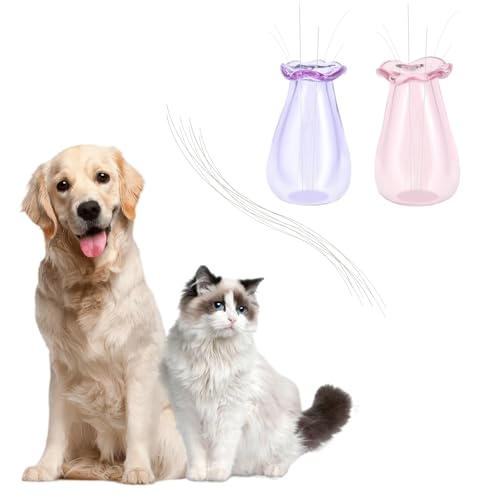 2 st. Minikathaar Vaaskathaar Vaas miniatuur vaas kleine glazen vazen Cat Cord Haarhouder voor honden of Kat haar Keepsake Micro landschap DIY (Roze +