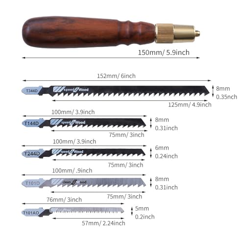 Mini handzaag modelgereedschap, afneembare handzaag en 5 houtbewerkingsmessen, met comfortabele Sourwood Branch Houten handgreep