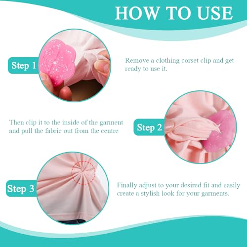 12 stuks cinchclips voor dameskleding, 2 maten, modieuze onzichtbare rugklemmen, siliconen verborgen hemdcincher voor losse shirts, juren, klein accessoires (6 kleuren) 4