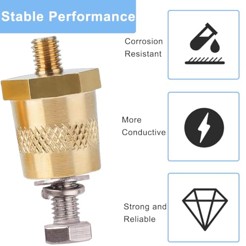 2 stuks M6 batterijklem adapter, autobaterij pool connector, messingsleutel M6 zij- of bovenpaal met schroefdraad, oplaadpaalverlengstuk, gesprek, voor auto, jachtwagen, jacht 4