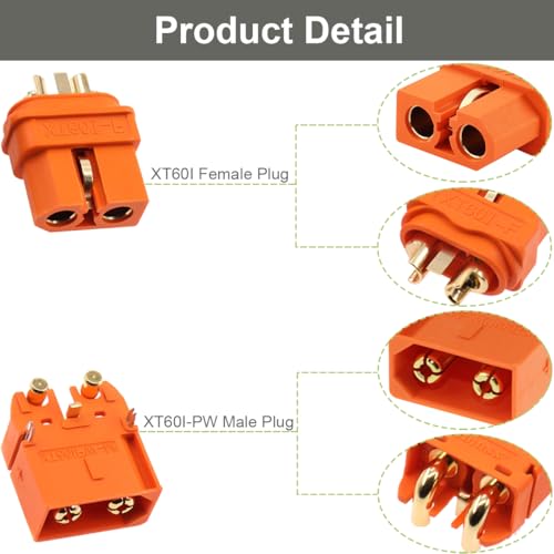 10st XT60I Connector XT60I-PW Man Plug Adapter XT60I Plug Vrouw met Sheath Housing Connector voor RC Lipo Battery Charger FPV Drone 3