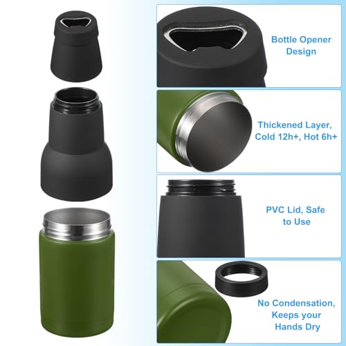 Slim Can Cooler, 12oz Skinny kan geïsoleerd bier Sleeve Drinkhouder met flesopener voor bier Soda koffie gewone blikken en flessen, Groen 4