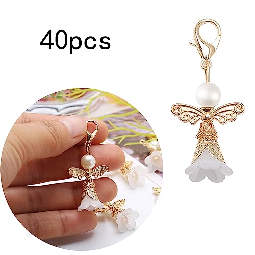 Sleutelhanger Engel van Parels, Guardian Angel Lucky Charm, Guardian Angel Keychain, Guardian Angel Jewelry, Christenhanger, Doop Giften (B-KC Gold), Zink