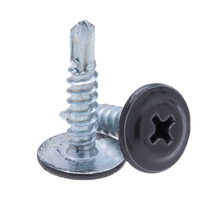 4.2mm x 19mm Multi-kleur Zelftappende, zelfborende bevestigingsschroeven Phillips, fijne draad en platte kop, poeder gecoat RAL8019 Grijsbruin, getemperde stalen schroeven (250 stuks)