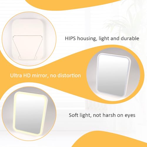 Cosmetische spiegel met verlichting, 3 lichte kleuren, oplaadbare draagbare verlichte make-up spiegel, tafelspiegel, opvouwbaar voor thuis, reizen, Camping (18 x 13,5 cm) 3